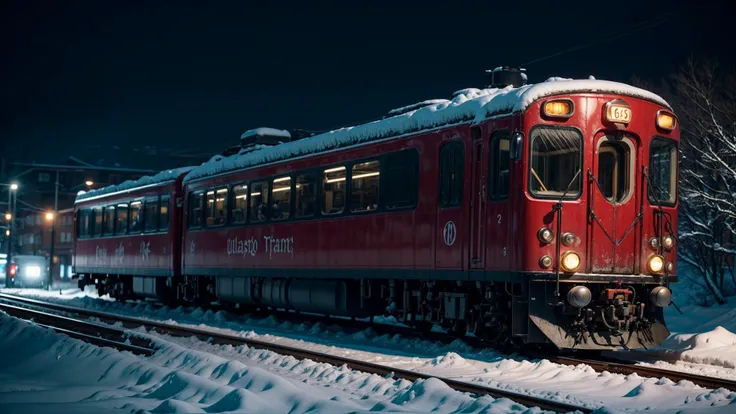dark night, dark theme, heavy snowing, platform, red train, (masterpiece),((ultra-detailed)), (highly detailed CG illustration),(expressionless), (best quality:1.2), High quality texture, intricate details, detailed texture, High quality shadow, Cinematic Light, Depth of field, light source contrast, perspective,20s, (ulzzang-6500-v1.1:0.5), <lora:epi_noiseoffset2:1>, <lora:add_detail:0.8>,