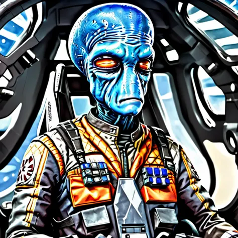 comic a male duros alien dressed like an X-wing pilot <lora:duros_alpha2-000006:1> . graphic illustration, comic art, graphic novel art, vibrant, highly detailed