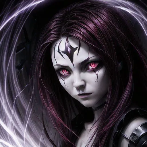 masterpiece, best quality, Ichigo Vasto Lorde, 1girl, evil looking, massive sword, bloody, looks at the viewer, white skin, black tattoos, <lora:IchigoVastoLord:0.6>