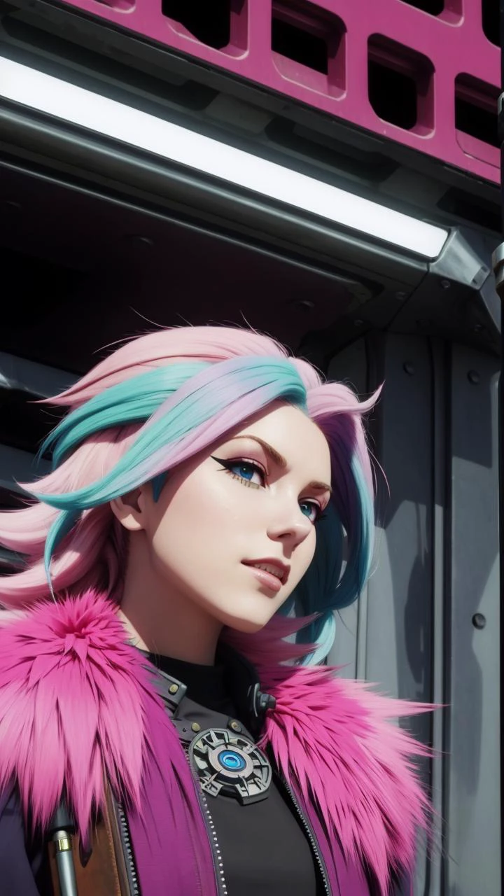 masterpiece, best quality,
vivid colors,
1girl, (solo)
(" ")
pink hair,
" "
wild hair
" "
" "
dieselpunk
<lora:lwa_offset:1> LWA