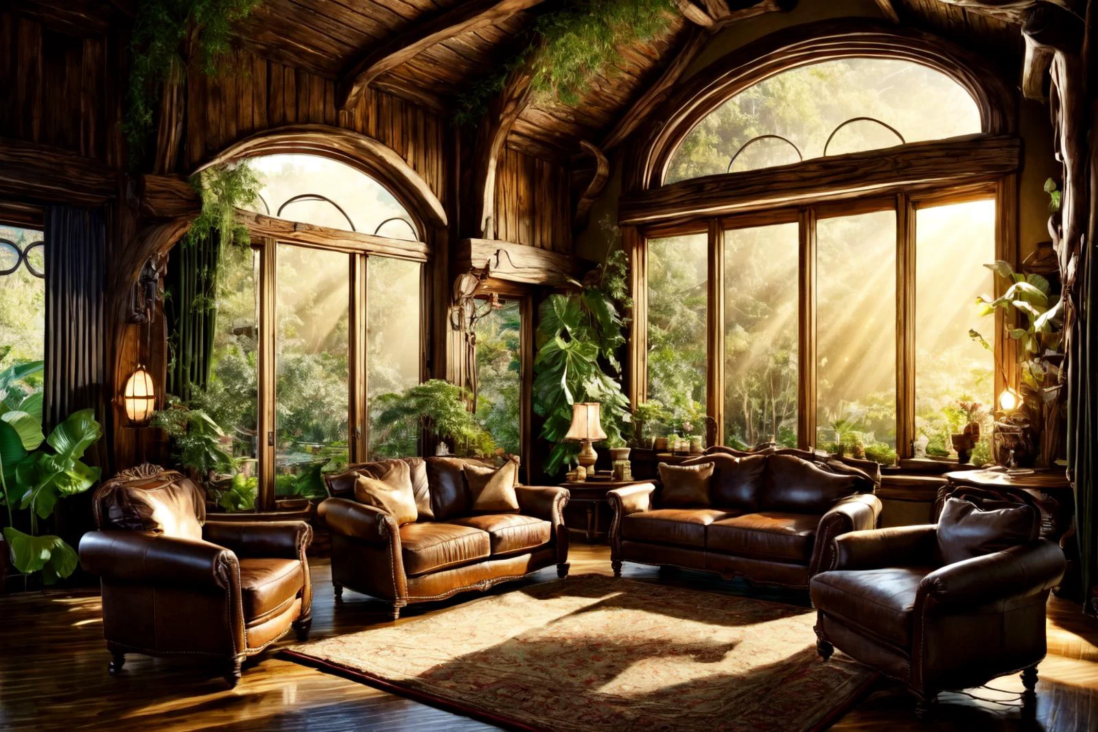 <lora:ElvenInterior:1>,
((elfint, a beautiful living room, table, chairs, window, sunlight, plants, flowers)):1.22,
BREAK soft light, cinematic lighting, detailed(shadow, glow),
BREAK <lora:add_detail:0.5>, extremely detailed, CG, finely detailed, (masterpiece, best quality):2.0, ((photorealistic:1.15)),
