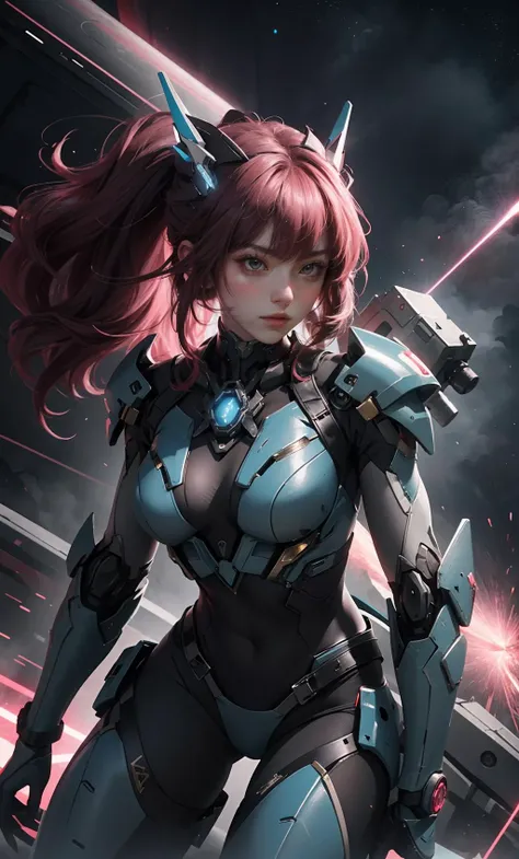 TR mecha style,Blushing Battle Maiden,Cyber-Chic,Dynamic Defense,Feminine Might,Fusion Finesse,Glowing Guardian,Laser Lance,Mechanical Grace,Pink Pulsar,Stunning Strategy.,<lora:å¥½åç±³-SD.5-mecha:0.3>,