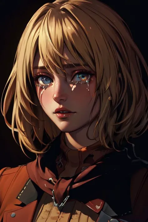 ((ultra detailed, masterpiece, best quality))
<lora:RE4Ashley:0.8>
RE4Ashley,
crying,
godly auburn light,
looking at viewer, dim light,
1girl, solo, blonde hair, portrait,
black background,