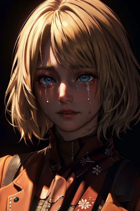 ((ultra detailed, masterpiece, best quality))
<lora:RE4Ashley:0.8>
RE4Ashley,
crying,
godly auburn light,
looking at viewer, dim light,
1girl, solo, blonde hair, portrait,
black background,