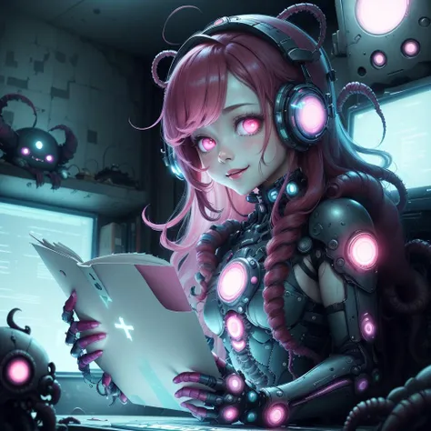 ((best quality)), ((highly detailed)), masterpiece, absurdres, extremely detailed face, beautiful face, (detailed eyes, deep eyes), <lora:more_details:.3>, (1girl), multiple views, <lora:vaginal object insertion-mecha musume:.8>, riding, vaginal object insertion, (bottomless), pussy, pussy juice, (blush), <lora:aiomonstergirls_aiov4LoraLycoris:.7>, (((shoggoth))), maid, body horror, (tentacles), ((extra eyes)), spiral eyes, @.@, glowing eyes, Jasmine colored eyes, (colored skin), (grey colored skin), small breasts, maid dress, maid headdress, corset, , lovecraftian, <lora:insanevoid2:1>, insanevoid, glowing, (indoors, at a casino)