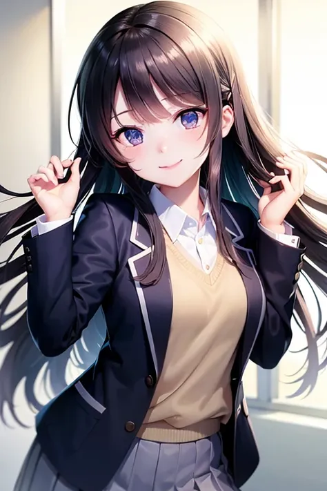 school uniform, jacket, white shirt,<lora:mayijiang-10:0.8>,mayijiang,light smile,best quality
