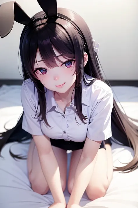 white shirt, rabbit ears, all fours,<lora:mayijiang-10:0.8>,mayijiang,light smile,mid_breats,best quality