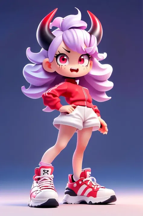 (best quality, masterpiece, hires), <lora:Arco_-_Marco_and_the_Galaxy_Dragon:0.8>, arco, lilac hair, horns, red eyes, dip dye, ascot, ((toon)), sneakers, action pose, 3d