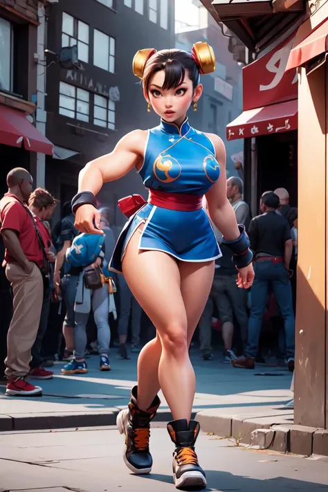 masterpiece,best quality,Chun-Li, full body,Street fighting,scenery,