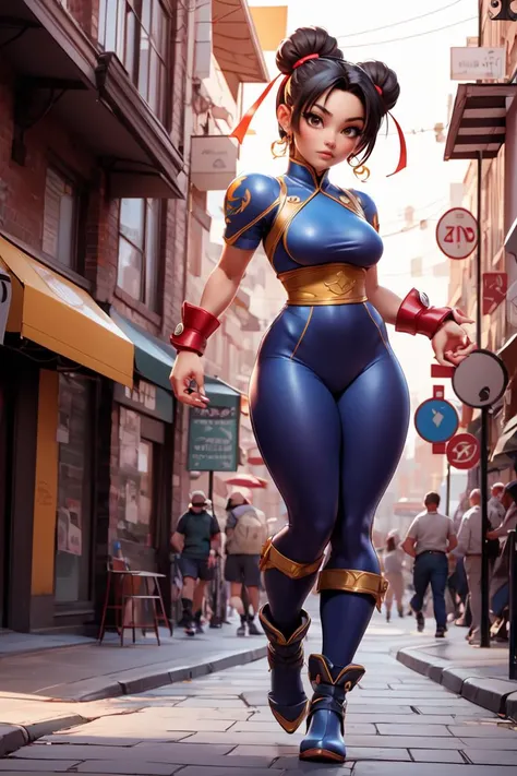 masterpiece,best quality,Chun-Li, full body,Street fighting,scenery,