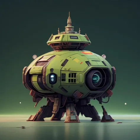 big green spaceship,barren planets background,cannons,<lora:CuteSpaceships:0.8>,