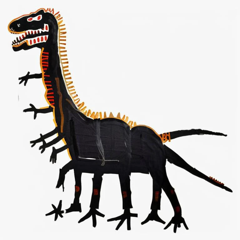 painting of a dinosaur, style baskleon