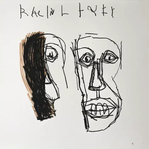 drawing of face, style baskleon