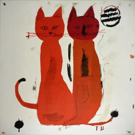 painting of a cat, style baskleon