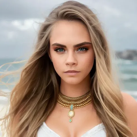 picture, best quality, 1girl<lora:CDE:1.0>, solo, sexy,  long hair, looking at viewer, blonde hair, grey eyes, beach background, casual clothes, makeup, jewelry, realistic, 8k, hdr