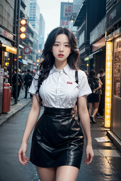 <lora:AI_hanhang:1>, office uniform, amazing lighting, cinematic lighting, busy Korean Street,
((SFW)), (best quality, masterpiece:1.4), absurdres, ultra-detailed CG, 8k, high detailed, beautiful face, detailed face, 1girl, solo ,braid, toned, shiny skin, head tilt, standing still, bloom, light particles, depth of field,