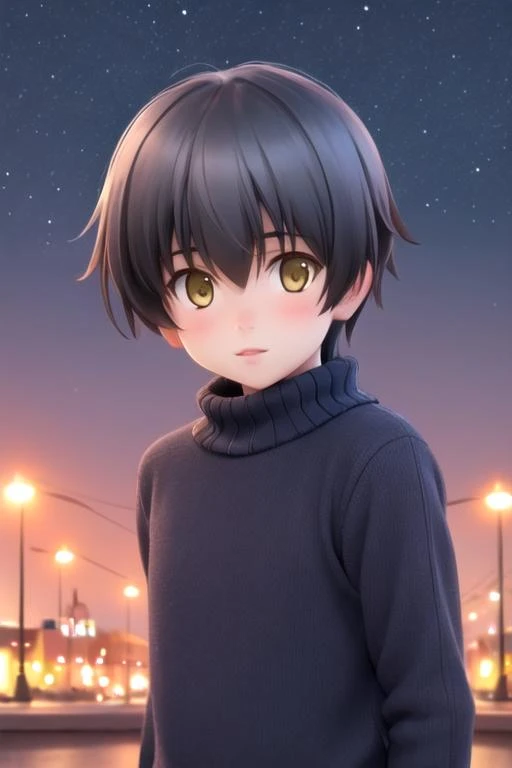 masterpiece, best quality, illustration, 1boy, solo, male focus, looking at viewer, , depth of field, , realistic, <lora:ryousuke_kaga:0.72>, ryousuke_kaga, black hair, yellow eyes, sweater, , night sky, 16k resolution