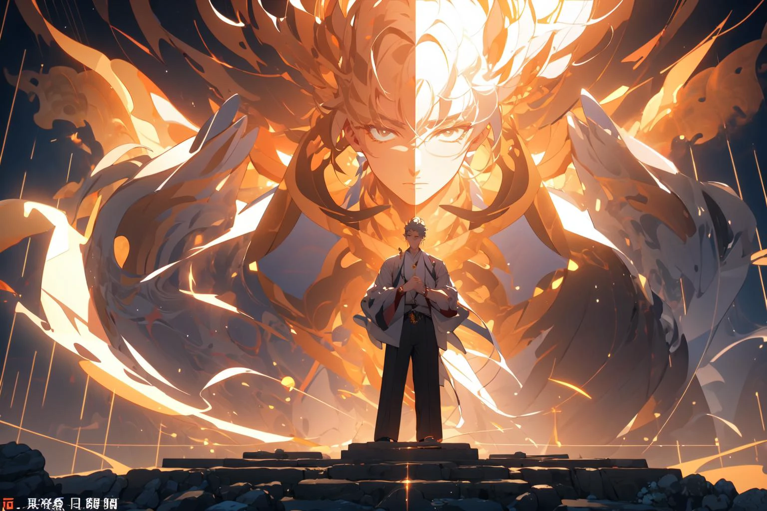 , (masterpiece:1.2), best quality,PIXIV,
a man standing in front of golden glowing taoist, showing his arms, chinese painting, close-up intensity, fenghua zhong, kazuki takamatsu, yeong-hao han, god rays, solarizing master, looking at the camera, 3d render,ZBrush, Octane Render, 8K, best quality
<lora:taoist_20230623200708-000018:1>
