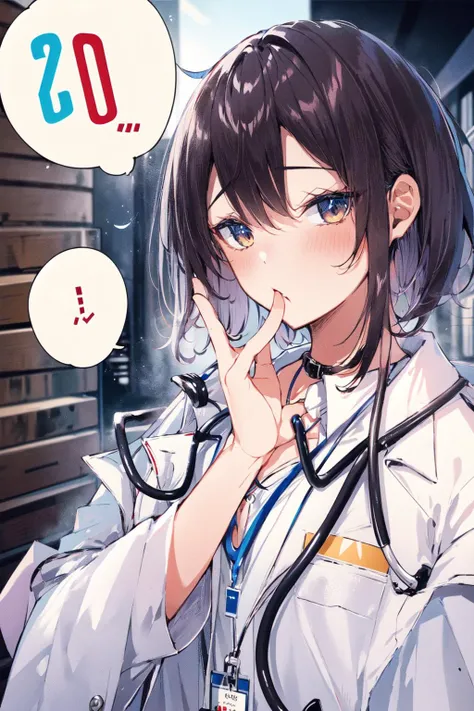 , (masterpiece:1.2), best quality,PIXIV,kakao,
1girl, solo, stethoscope, labcoat, looking to the side, shirt, ..., lanyard, doctor, collared shirt, upper body, id card, spoken ellipsis, closed mouth, bangs, medium hair
<lora:kakao_20230625170838-000016:0.9>