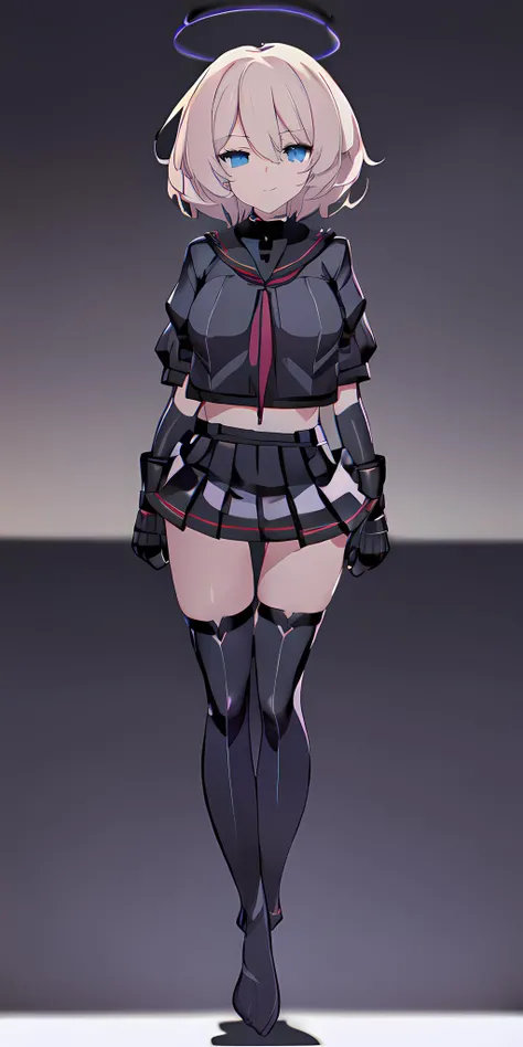 <lyco:corruption_v21:0.6>, (blanc (chaos form):1.2), 1girl, (brown hair:1.1), blue eyes, (full body:1.3), <lora:quickhand_v20:1>, <lora:envybetterhandsLocon_beta2:1>, <lora:fixhand2lora_v10:1> (illustration:1.3),(extremely detailed:1.3),(highly detailed:1.2),(best quality:1.2),(masterpiece:1.2),(extremely detailed 8K wallpaper:1.2),(highres:1.3),(semi-realistic:1.1),(photorealistic:1.1),(portraits:1.3),(anime:1.1),(perfect female body:1.3),(perfect anatomy:1.3),(medium breasts:1.1),(no pupils:1.3),(empty eyes:1.3),(wide hips:1.1),(thick thighs:1.1),(thigh gap:1.2),big butt,fat mons,(glowing pubic tattoo:1.3),(evil smile:1.3),(standing:1.3),(corruption:1.4),(latex:1.3),(pleated skirt:1.2), black clothes, (black socks:1.3), (solid background:2), (short hair:1.3), (elbow gloves:0.5), (serafuku:1.5), school uniform, (nsfw:1.1), arms at sides, <lora:blancLORA_blancv1:0.9>