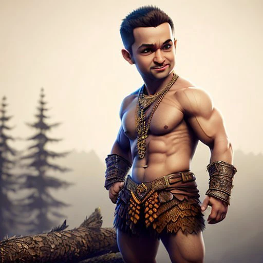 forest on background, white skin, smile, happy, human, naked torso, muscular body, cbzbb style of a barbarian, solo, male, man, full body, FANTASY, ultra realistic, concept art, intricate details, highly detailed, photorealistic, octane render, 8k, unreal engine, sharp focus, volumetric lighting unreal engine,