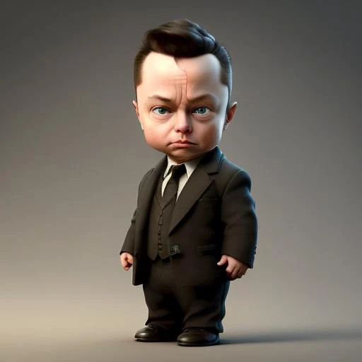 cbzbb , elon musk ,charachter ,cute, little, beautiful, devian art, trending artstation, digital art, detailed, cute, realistic, humanoide, character, tiny,cinematic sho ,cinematic lights,elon musk,looks happy
