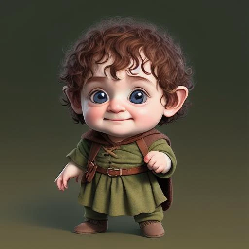 portrait of cutest frodo baggins baby illustration, artstation, CGI_Animation