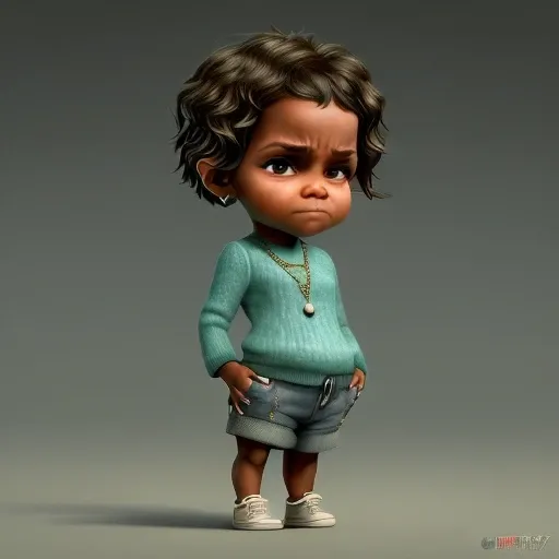 )cbzbb , ((halle berry)) ,charachter ,cute, little, beautiful, devian art, trending artstation, digital art, detailed, cute, realistic, humanoide, character, tiny,cinematic sho ,cinematic lights,((halle berry)), (halle berry from monster's ball)