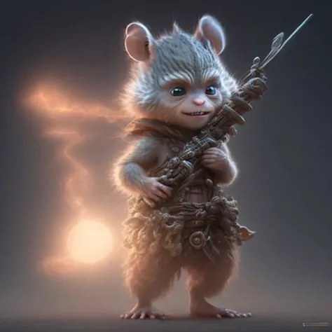 ((mouse)),cbzbb,cute, little, baby, beautiful, fantasy art, devian art, trending artstation, digital art, detailed, realistic, humanoide, character, tiny,cinematic shot,cinematic portrait of Sun WuKong, cute character as a Sun WuKong,