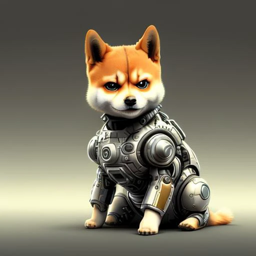 "cybernetically enhanced cyborg Shiba Inu , realistic cyberpunk 2 0 7 7 concept art"