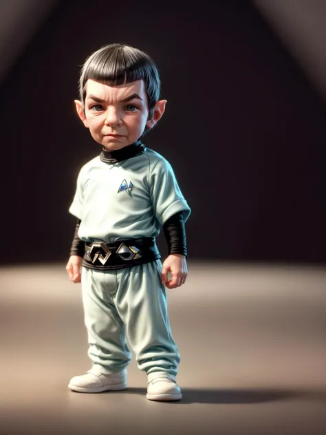 1boy, cbzbb (spock from star trek, leonard nimoy), cute, little, beautiful, digital art, detailed, cute, realistic, humanoid, tiny, cinematic shot, cinematic lights <lora:add_detail:1.5>