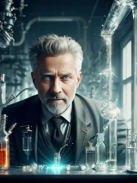 (extremely detailed CG unity 8k wallpaper, hasselblad award winner), detailed full-length photo of a (mad 40 years old man), Soviet scientist conducts a ((crazy experiment)), <lora:AetherPunkAI:0.5>, stands in a futuristic laboratory, disdain and angry, serious look, bloody experiment, ((crazy scientist with crazy eyes)), (close up), ((evil grin)), electricity everywhere, cinematic lighting, ambient soft lighting, dramatic lighting, diffused soft lighting, ((the horrific consequences) of the experiment around), elite, rich, highly detailed, intricate, small breasts, 8k HD, full body 8k render, photorealistic digital art trending on Artstation 8k HD high definition detailed realistic, masterpiece, high quality, sharp focus, hdr, cinema shot, trending on ArtStation, Intricate, High Detail, Sharp focus, dramatic, photorealistic painting art by midjourney