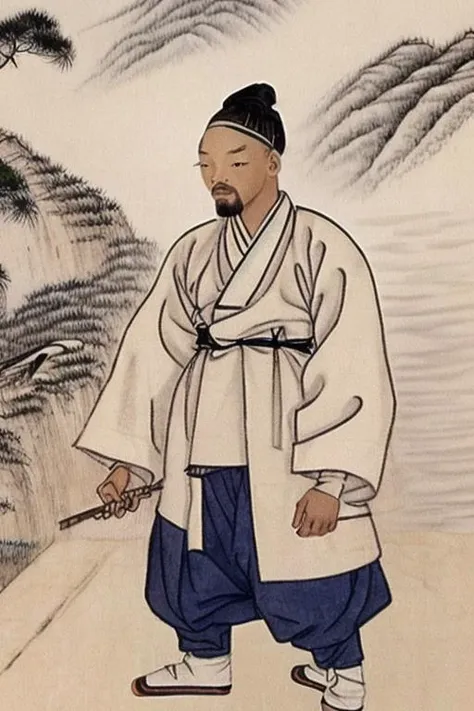 Will Smith, shinyunbok style <lora:shinyunbokLora_v10:0.7>
