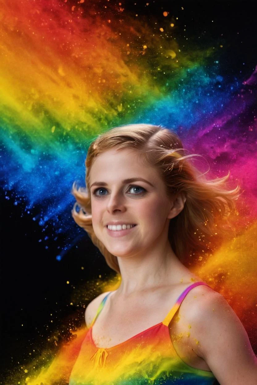 penny pax, rainbow splash, dark background <lora:pennyPax:1> <lora:colorSplash:1> . 35mm photograph, film, bokeh, professional, shot by birgit kleber, 4k, highly detailed