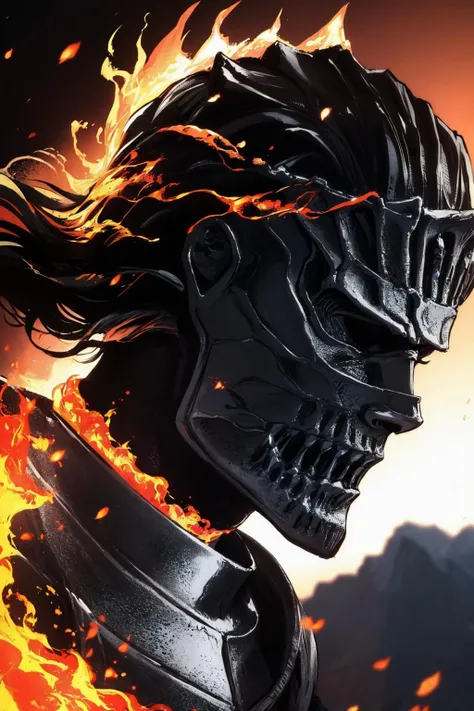 masterpiece:1.2, best quality, dark, fire, action shot, knight, standing, centered, holding sword, portrait, side view, in the style of Kentaro Miura, <lora:Soul_of_Cinder:0.8>,
