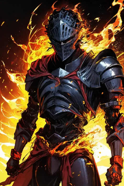 masterpiece:1.2, best quality, dark, fire, action shot, knight, casting magic, blue magical effects, centered, portrait, in the style of  Kentaro Miura, standing <lora:Soul_of_Cinder:0.8>,   <lora:FEH_Concept_v2:1.0>