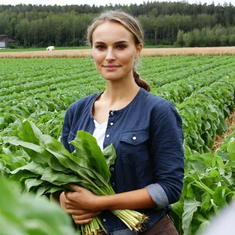 A farmhand in sweden proud of her crop, looking at the camera, natxportman, <lora:natportman_gpt4_juggernautX_2_wocap-merger_21_65_83_04_02_04-natxportman:1.1>