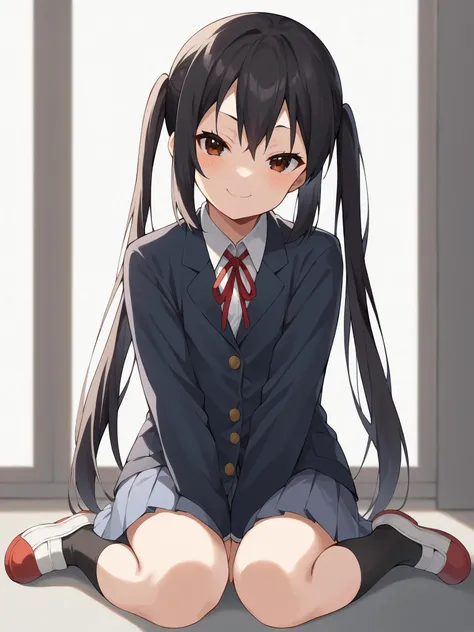 score_9, score_8_up, score_7_up, source_anime,
1girl, solo, <lora:azusa-nakano-ponyxl-lora-nochekaiser:1> azusa nakano, black hair, brown eyes, long hair, twintails,
sakuragaoka high school uniform, school uniform, uniform, blazer, shirt, white shirt, collared shirt, skirt, pleated skirt, black socks, shoes
small hands, smug, freckles, sitting, hands between legs, head tilt, looking at viewer, facing viewer, kneeling,