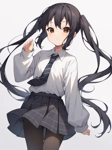 score_9, score_8_up, score_7_up, source_anime, 
1girl, solo, <lora:azusa-nakano-ponyxl-lora-nochekaiser:1> azusa nakano, black hair, brown eyes, long hair, twintails,
black skirt, plaid, plaid skirt, oversized clothes, black tie, striped tie, white shirt, school uniform, puffy sleeves, long sleeves, black pantyhose