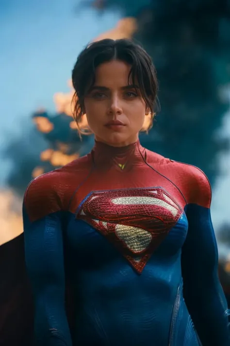 1girl, solo, cape, superhero, sky, smoke, blurry_background, bokeh, chromatic_aberration, depth_of_field, female focus, photorealistic, soft colors, masterpiece, high quality, (high detailed skin:1.1)
 <lora:ana_de_armas_lora_v01:1> ada88