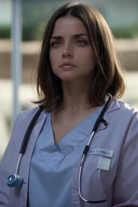 1girl, solo, nurse in scrubs is worried about her patient, hospital, blurry_background, bokeh, chromatic_aberration, depth_of_field, female focus, photorealistic, soft colors, masterpiece, high quality, (high detailed skin:1.1)
 <lora:ana_de_armas_lora_v01:1> ada88