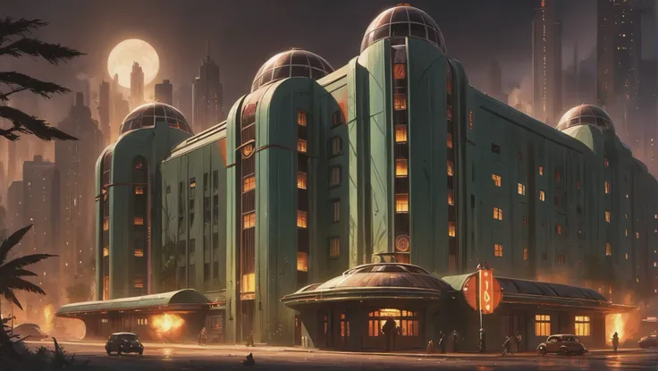 art deco scifi city, streamline moderne,dieselpunk Temperate Forest<lora:EnvyStarlightDieselpunk01:1:hr=0>