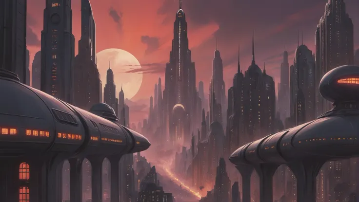 art deco scifi city, dieselpunk,streamline moderne Panoramic hilltop in a epic cosmic color:dimgray fantasy vertical megacity outside of the universe, masterpiece<lora:EnvyStarlightDieselpunk01:1:hr=0>