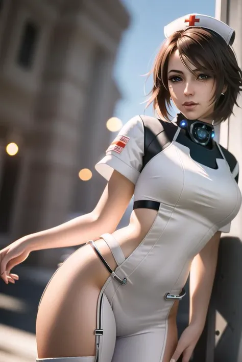 (extremely detailed CG unity 8k wallpaper),(masterpiece), (best quality), (realistic), cyberpunk, nurse, beautiful and detailed lighting, shadows, shallow depth of field, (fullbody), plugsuit
