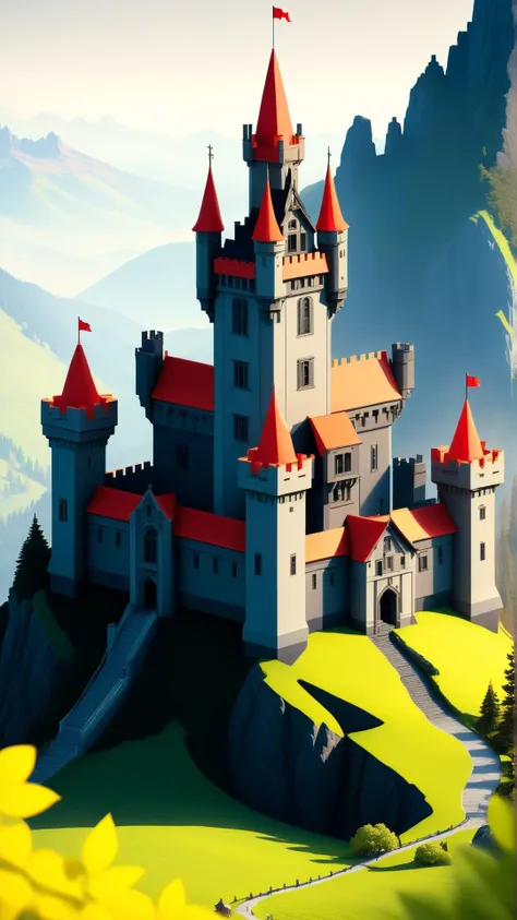 <lora:NESStyleXL:1>NESStylemedieval castle on top of a mountain, highly detailed, magic fantasy, digital art, vibrant colors, keyframe illustration, trending on artstation, andreas rocha, sylvain sarrailh, darek zabrocki, finnian macmanus, dylan cole, liang mark, albert bierstadt, sung choi, peter mohrbacher, greg rutkowski, NES-inspired, gray plastic, red plastic, 24mm, (analog, cinematic, film grain:1.3), Bokeh DOF, (Masterpiece:1.3) (best quality:1.2) (high quality:1.1)