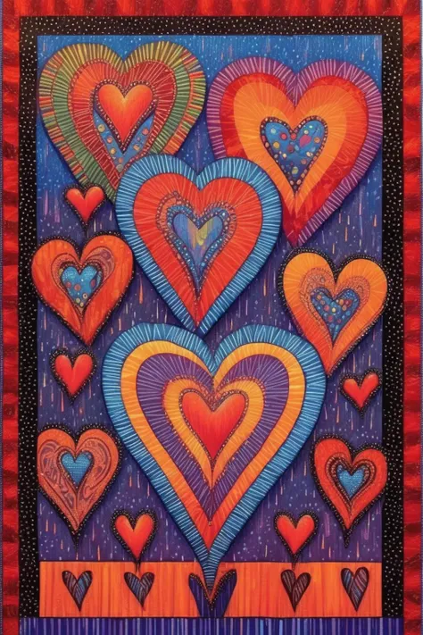 <lora:Laurel Burch Style:1>Laurel Burch Style - Rainy arts graphic charts taffeta marts Africa Hearts scintillating darts