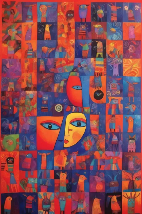 <lora:Laurel Burch Style:1>Laurel Burch Style - one person solves the complex riddle