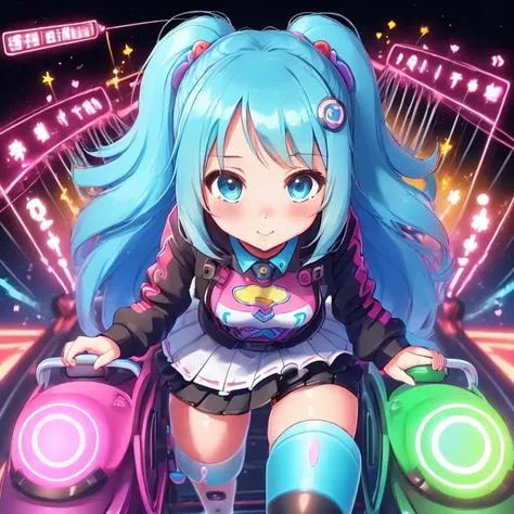 (cute girl riding a roller coaster:1.4), hackingui, user interface, hud, colorful rainbow colors, <lora:hackingui:0.6>, (perfect hair, perfect face:1.25)