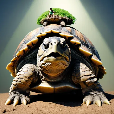 See the turtle of enormous girth, on his back he holds the earth