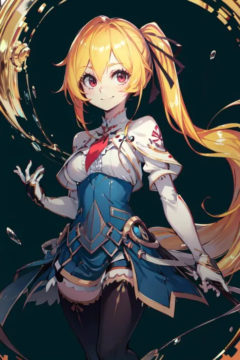 <lora:CHAR-LisesharteAtismata:1> LisesharteAtismata, ponytail, hair ribbon, school uniform, red necktie, white shirt, blue skirt, black thighhighs,  <lora:parororostyle:1> parororostyle, smile,, ultra detailed, masterpiece, best quality, aesthetic, detailed,